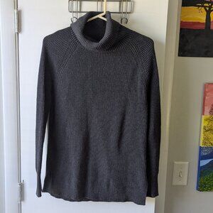 J. Crew Mercantile Charcoal Gray Turtleneck Ribbed Waffle Knit Size Medium